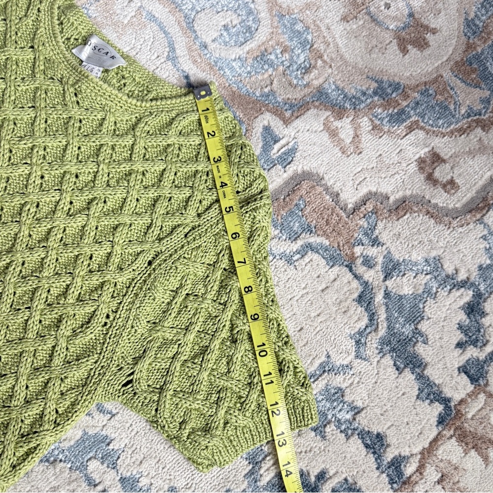 Oscar de la Renta green short sleeve knitted top  size L #casual #unique #Y2K - Picture 5 of 8
